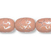 11x16mm Peach *Desert Sun* Silver-Plated Pressed Glass BARREL / OVAL Beads