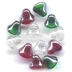 8mm Pressed Glass CHRISTMAS BELLS Bead Mix