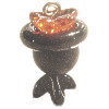 20mm Black & Orange 4-Piece Pressed Glass WITCH'S CALDRON Charm Bead Set