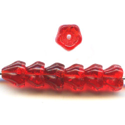 5mm Transparent Ruby Red Pressed Glass Trumpet / Bell FLOWER Beads