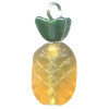 24mm Transparent Light Topaz & Green Pressed Glass 2-Bead  PINEAPPLE Bead Charm Set