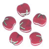 12mm Opaque Red w/Green Wash Pressed Glass TOMATO Beads