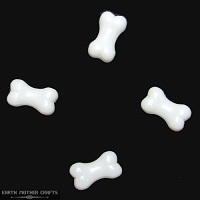 15mm JABLONEX® Czech Pressed Glass BONE Shaped Beads ~ White