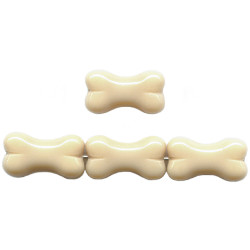 15mm JABLONEX Czech Pressed Glass BONE Shaped Beads ~ Ivory/Beige