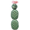 40mm Opaque Green & Pink Pressed Glass 4-Bead PRICKLY PEAR CACTUS Charm / Bead Set