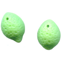 10x14mm Opaque Light Green Pressed Glass LIME Charm Beads