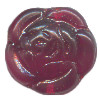 16mm Transparent Ruby Red Pressed Glass Sculpted Rose DISC Beads