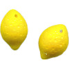 14mm Opaque Yellow Pressed Glass LEMON Charm Beads