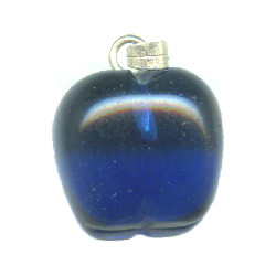 14mm Transparent Cobalt Blue Glass APPLE Charm / Pendant - with Bail