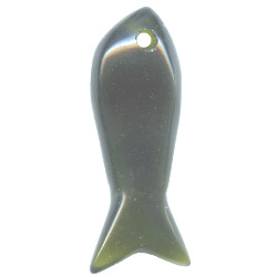 15x50mm Translucent Dark Olive Green Glass FISH Pendant / Focal Bead