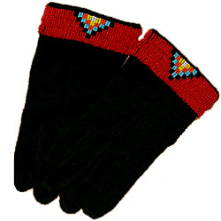 Lady's Beaded Suede Gloves ~ Black