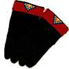 Lady's Beaded Suede Gloves ~ Black