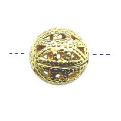 10mm 14kt Gold-Plated FILIGREE ROUND Bead