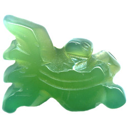 21x25mm Green Agate GOLDFISH Animal Fetish Bead