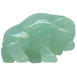 15x22mm Green Aventurine 3-D BUFFALO Animal Fetish Bead