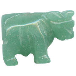 17x20mm Green Aventurine 3-D COW Animal Fetish Bead