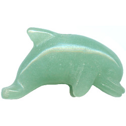 10x25mm 3-D Green Aventurine DOLPHIN Animal Fetish Bead