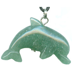 15x33 Green Aventurine DOLPHIN Animal Fetish Pendant/Focal Bead