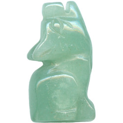 10x20mm 3-D Green Aventurine HOWLING COYOTE/WOLF Animal Fetish Bead