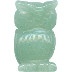 11x20mm Green Aventurine 3-D OWL Animal Fetish Bead