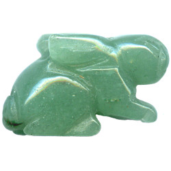 14x24mm Green Aventurine 3-D RABBIT Animal Fetish Bead