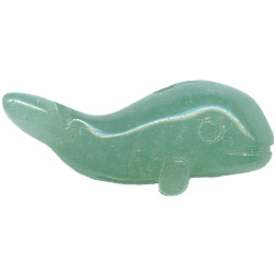 10x22mm Green Aventurine 3-D WHALE Animal Fetish Bead