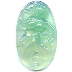 30x53mm Light Green Agate Carved MERMAID Cabochon Pendant/Focal Bead