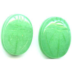 13x18mm Green Quartz (Dyed) SCARAB, BEETLE Beads