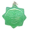 18mm Green Quartz (Dyed) SUN FACE Charm/Pendant Bead - With Loop & Bail