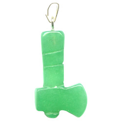 12x26mm Green Quartz (Dyed) TOMAHAWK Charm/Pendant Bead - with Loop & Bail