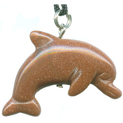 15x33mm Red Goldstone DOLPHIN Animal Fetish Pendant/Focal Bead