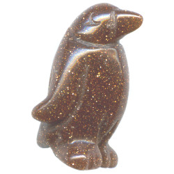 12x22mm Goldstone 3-D PENGUIN Animal Fetish Bead