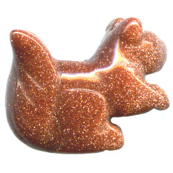 16x22mm 3-D Goldstone SQUIRREL Animal Fetish Bead