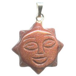 18mm Goldstone SUN FACE Charm/Pendant Bead - with Loop & Bail