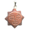 18mm Goldstone SUN FACE Charm/Pendant Bead - with Loop & Bail