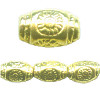 9x13mm Goldtone Hollow Brass Sun Design OVAL / BARREL Beads