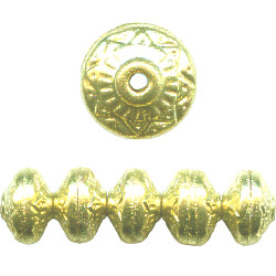8x11mm Goldtone Hollow Brass Bohemian Style SAUCER / RONDELL Beads