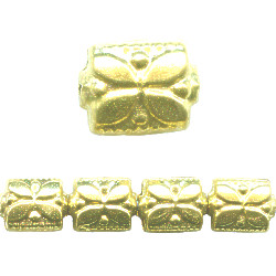 11x12mm Goldtone Hollow Brass Floral SQUARE Pillow Beads