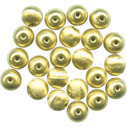 10mm Goldtone Hollow Brass Brushed Satin Textured ROUND Beads
