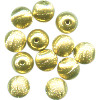 14mm Goldtone Hollow Brass Brushed Satin Textured ROUND Beads