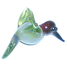 14x18mm Lampwork Glass Red-Headed HUMMINGBIRD Bead ~ Ginger Sanders