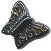 13x15mm Opaque Black Pressed Glass BUTTERFLY Beads