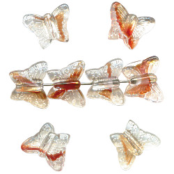 13x15mm Transparent Crystal & Caramel Givre Pressed Glass BUTTERFLY Beads