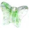 13x15mm Transparent Crystal & Green Givre Pressed Glass BUTTERFLY Beads