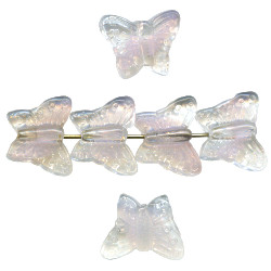 13x15mm Transparent Crystal & Pink Givre Pressed Glass BUTTERFLY Beads