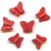 13x15mm Opaque Red Pressed Glass BUTTERFLY Beads