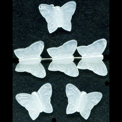 13x15mm Translucent White Pressed Glass BUTTERFLY Beads