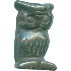 11x20mm Hematite 3-D OWL Animal Fetish Bead