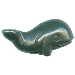 10x22mm Hematite 3-D WHALE Animal Fetish Bead