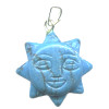 18mm Turquoise Dyed Howlite SUN FACE Charm/Pendant Bead - With Loop & Bail